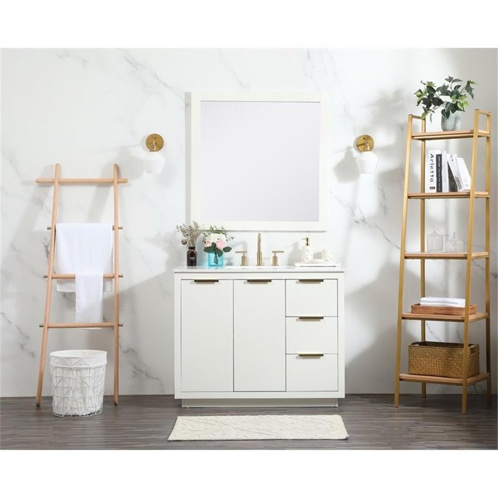 Elegant Decor Blake 42″ Aluminum Alloy MDF Single Bathroom Vanity in White