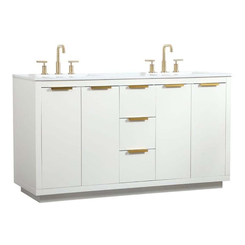 Elegant Decor Blake 60″ Aluminum Alloy MDF Double Bathroom Vanity in White
