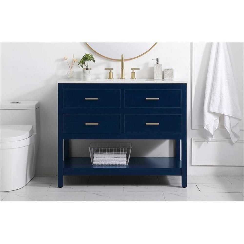 Elegant Decor Sinclaire 42″ Aluminum Alloy & MDF Single Bathroom Vanity in Blue