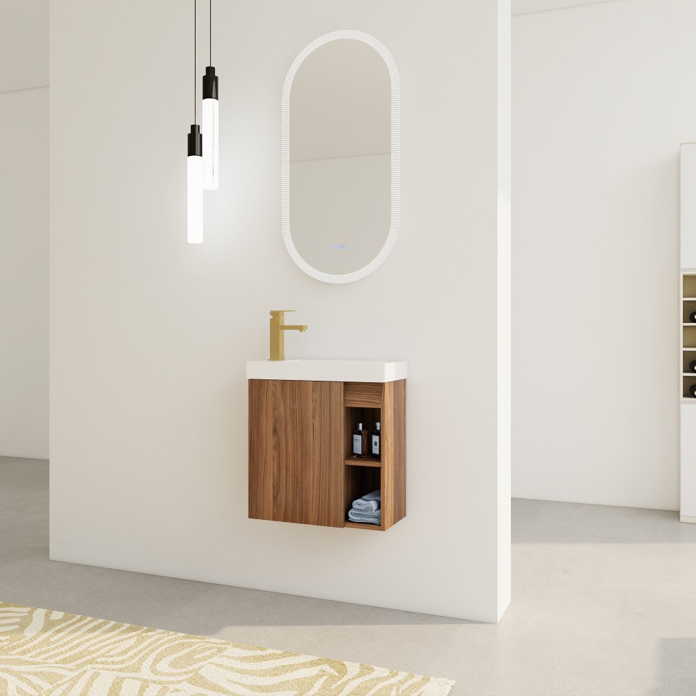 Floating Wall Mounted Bathroom Vanity W Resin Sink Soft Close Cabinet Door