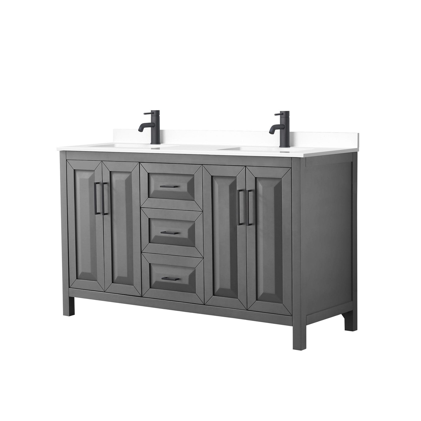 Wyndham Collection WCV252560D-VCA-MXX Daria 60″ – Dark Gray / White Cultured