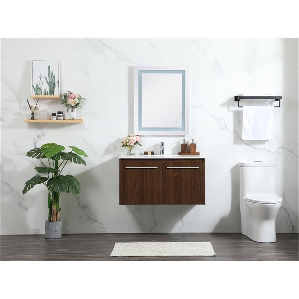 Elegant Decor Penn 36″ Aluminum Alloy MDF Single Bathroom Vanity in Walnut