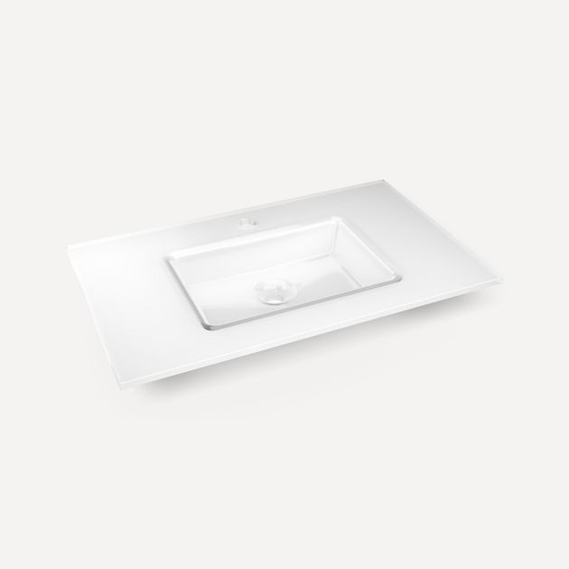 Robern Cartesian 31″ x 22“ Glass Sink Vanity Top Single Hole White – TS31UCN21-8