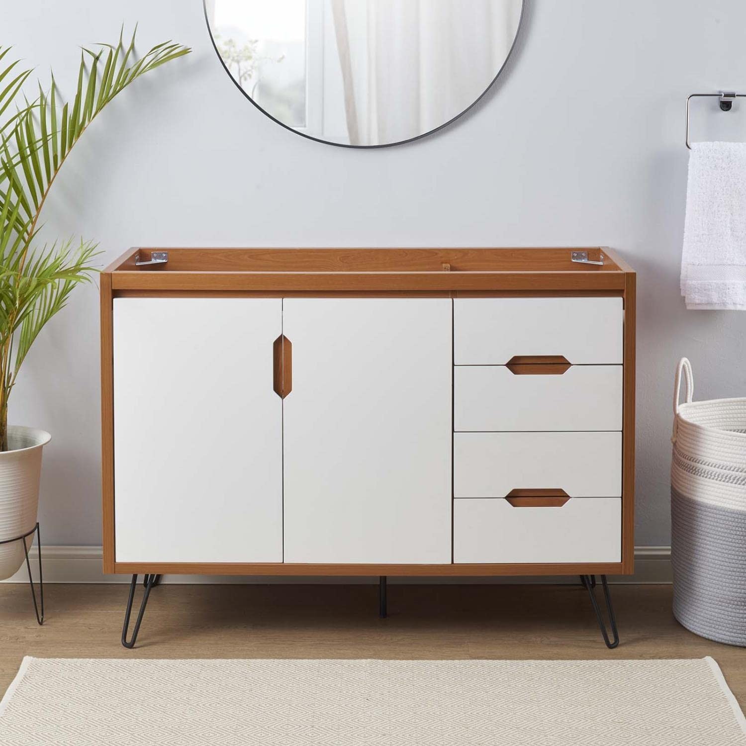 Modway Energize 47″ MDF and Particleboard Bathroom Vanity Cabinet – White Finish