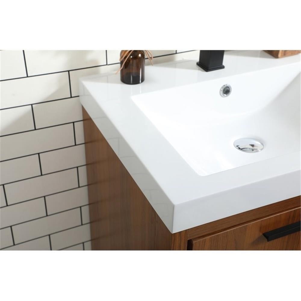 Elegant Decor Wyatt 24″ Aluminum Alloy and MDF Single Bathroom Vanity in Teak