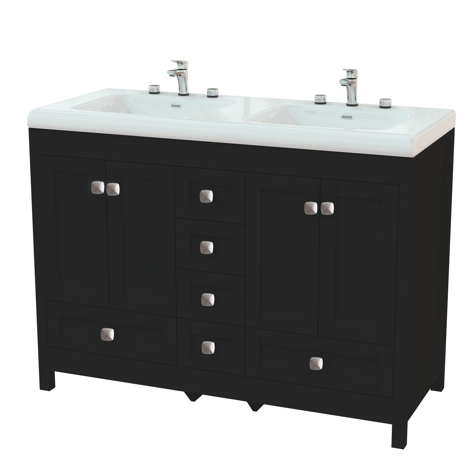 47 in Bathroom Vanity with Sink Ceramic Freestanding Cabinet – 6-hole faucet USA