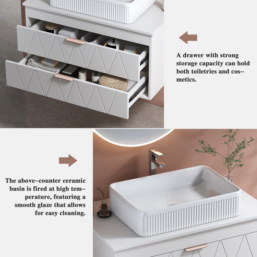 31.5 Inches Floating Single Small Bathroom Vanity with Sink