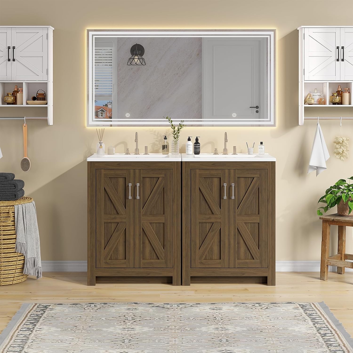 Farmhouse Bathroom Vanity W/ Sink Freestanding Bathroom Vanities W/ Ceramic