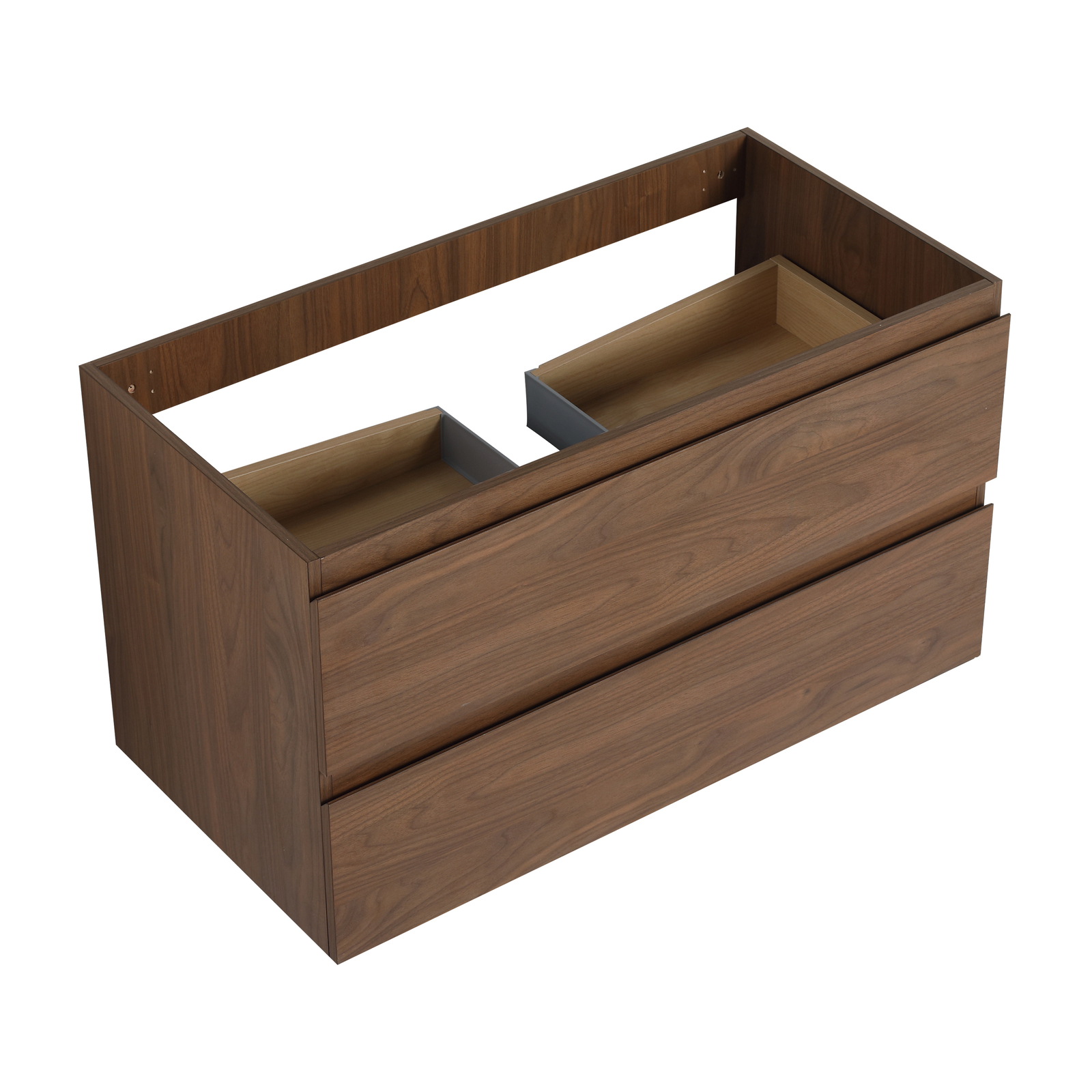 36 inch Bathroom Vanity Wall Mounted W/ Undermount Resin Sink + 2 Drawers Brown