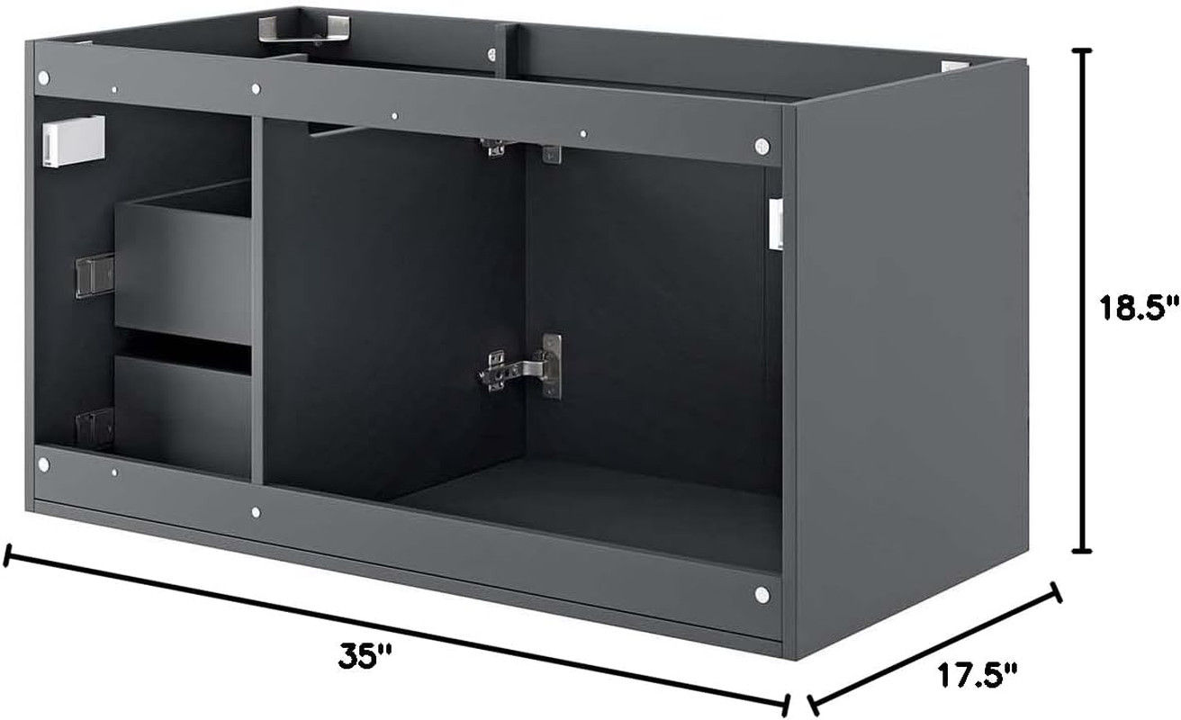 Vitality 36″ Bathroom Vanity Cabinet (Sink Basin Not Included), 36 Inch, Gray