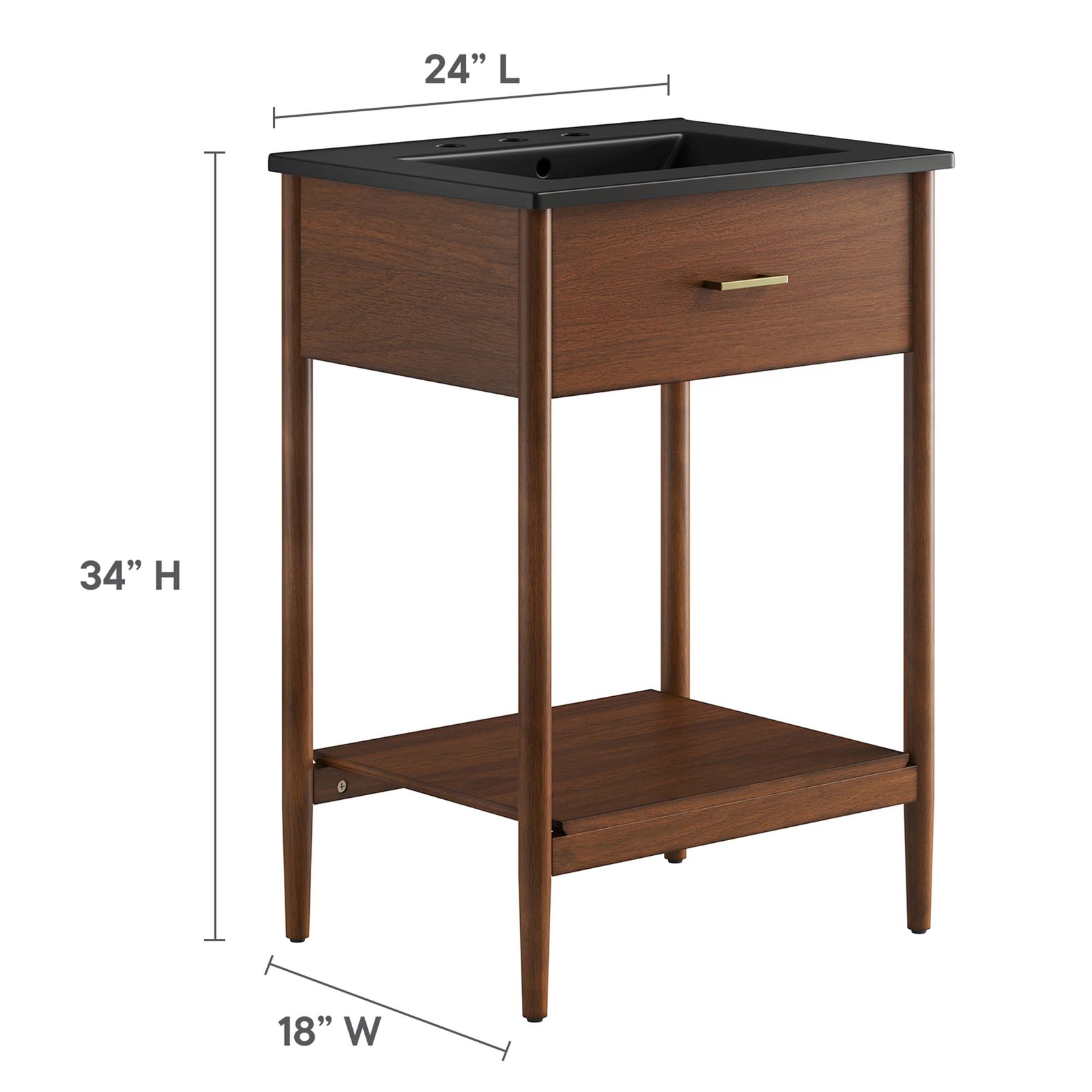 Zaire 24″ Bathroom Vanity in Walnut Black