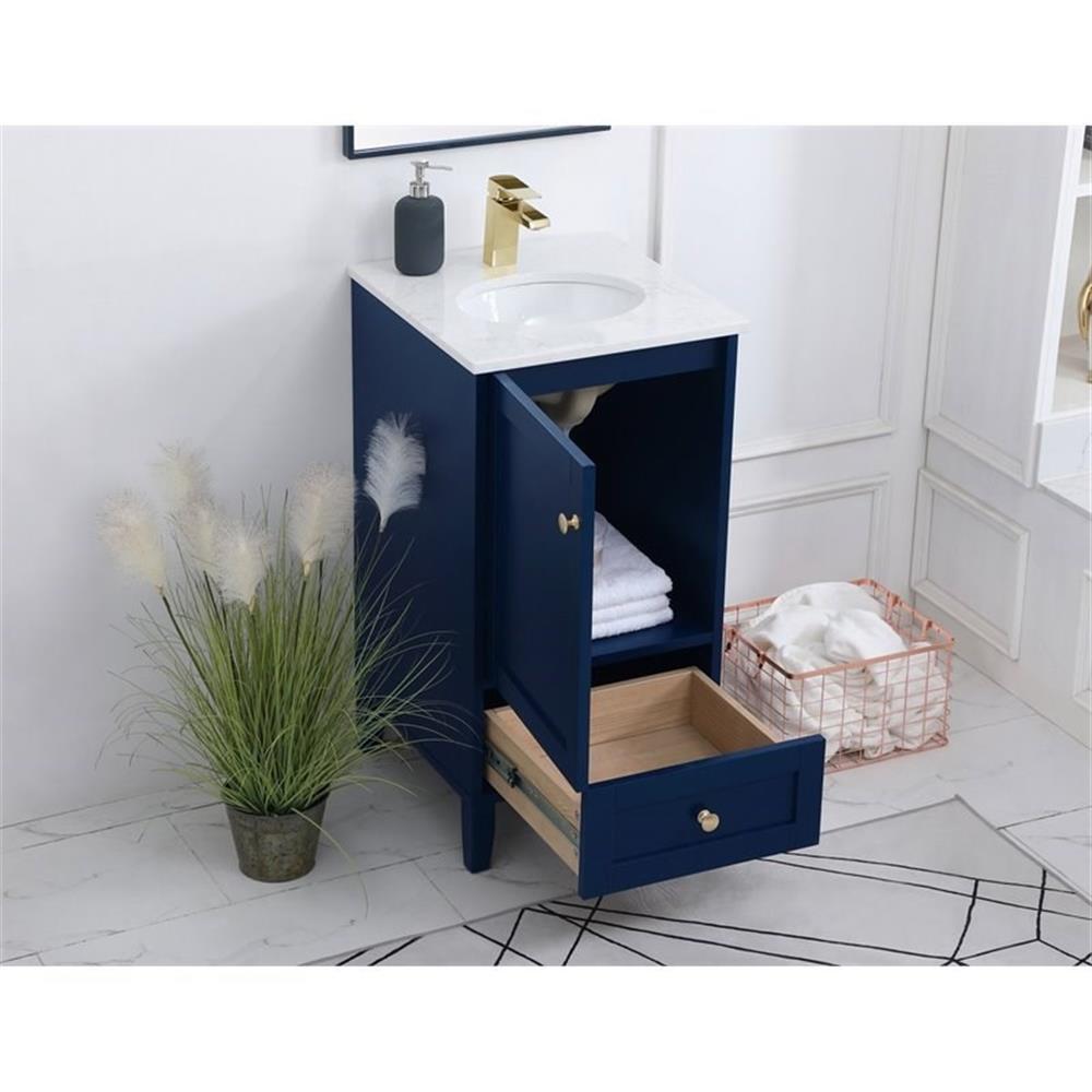 Elegant Decor Sommerville 18″ Steel and Wood Single Bathroom Vanity in Blue