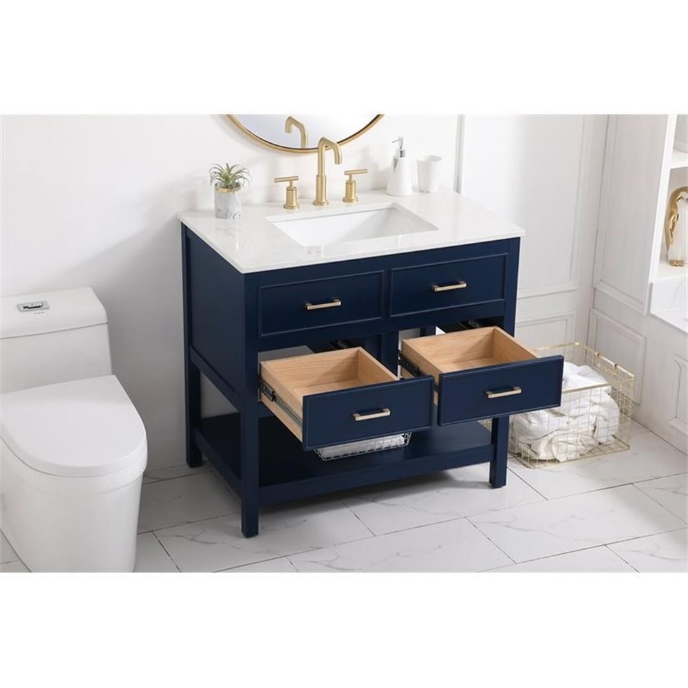 Elegant Decor Sinclaire 36″ Aluminum Alloy & MDF Single Bathroom Vanity in Blue