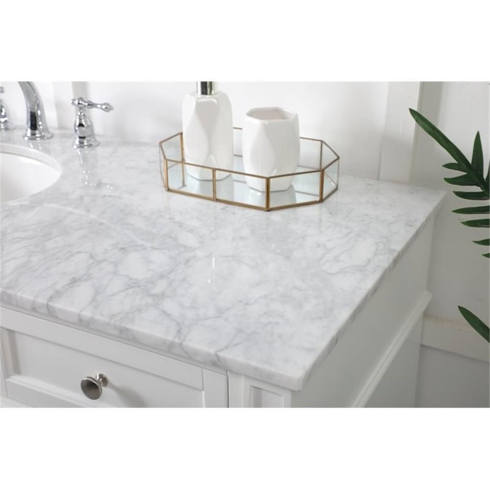 Elegant Decor Park Avenue 60″ Metal MDF Marble Single Bathroom Vanity in White
