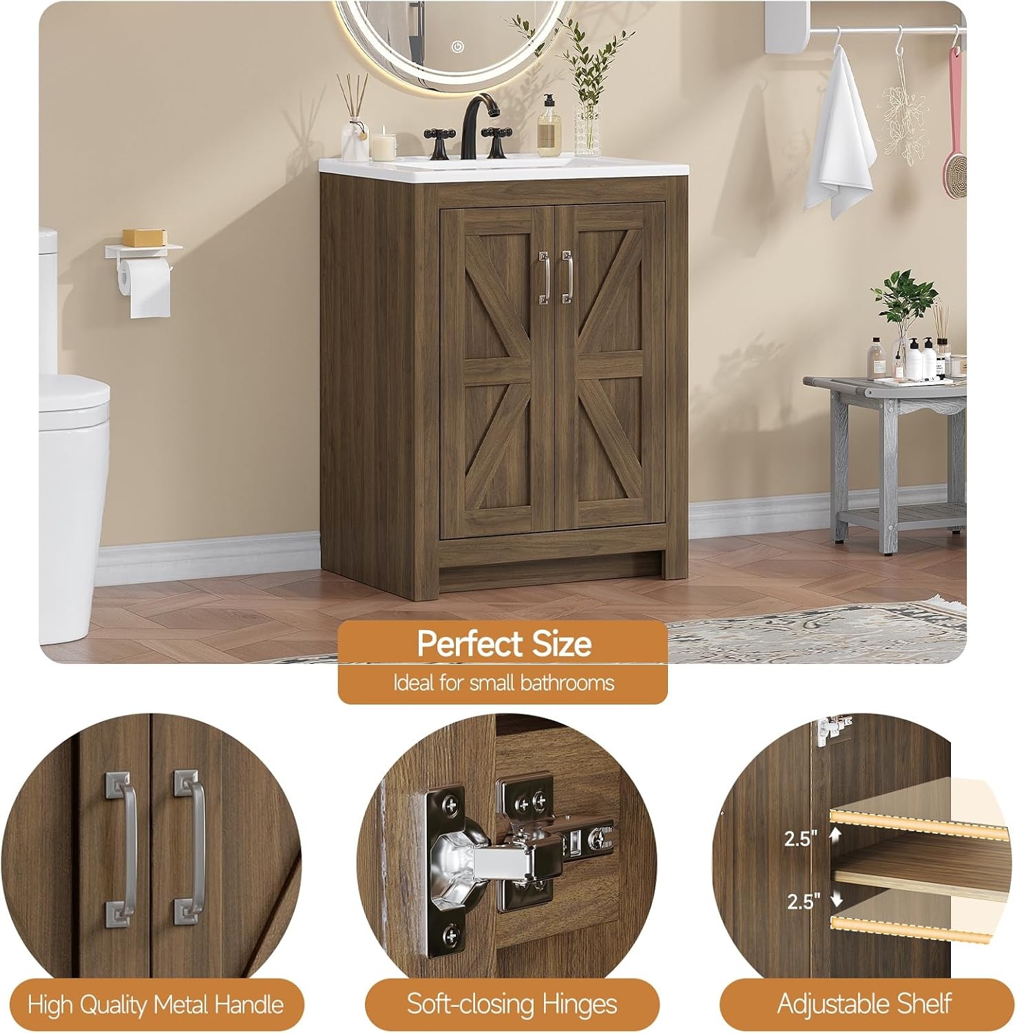 Farmhouse Bathroom Vanity W/ Sink Freestanding Bathroom Vanities W/ Ceramic