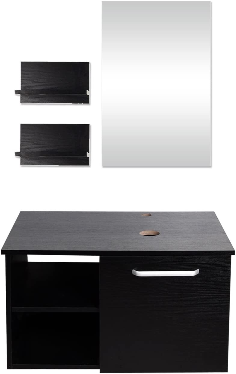 28″ Floating Bathroom Vanity Set Tempered Glass Vessel Sink Wall Mounted Cabinet
