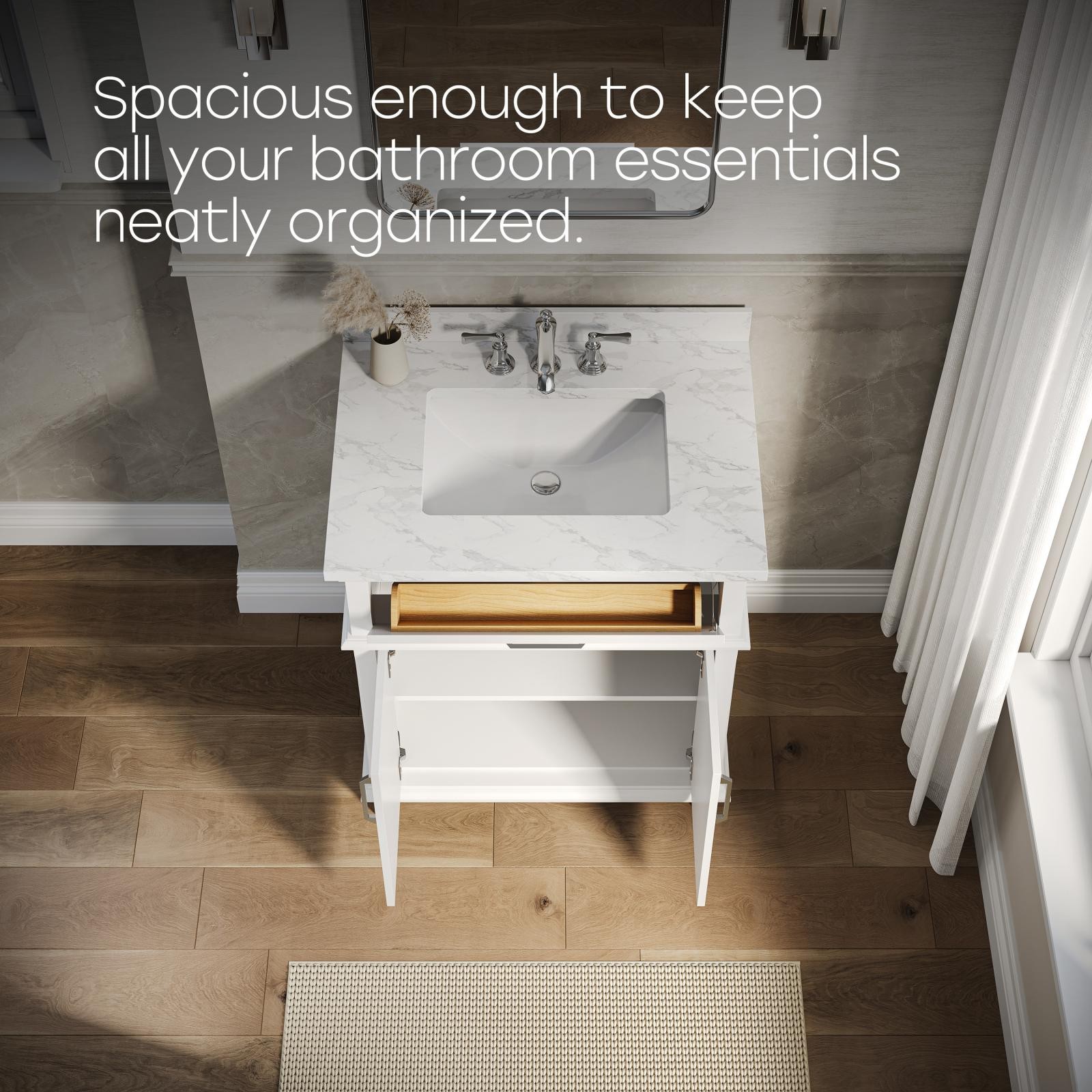 HOROW 30” Bathroom Vanity with Undermount Basin Freestanding Storage Cabinet