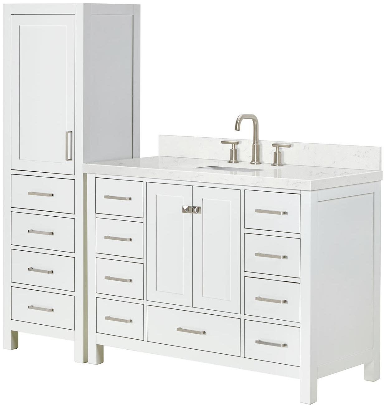 Ariel A048SCQRVO-LC Cambridge 68″ – White / Carrara White Quartz Top / Brushed