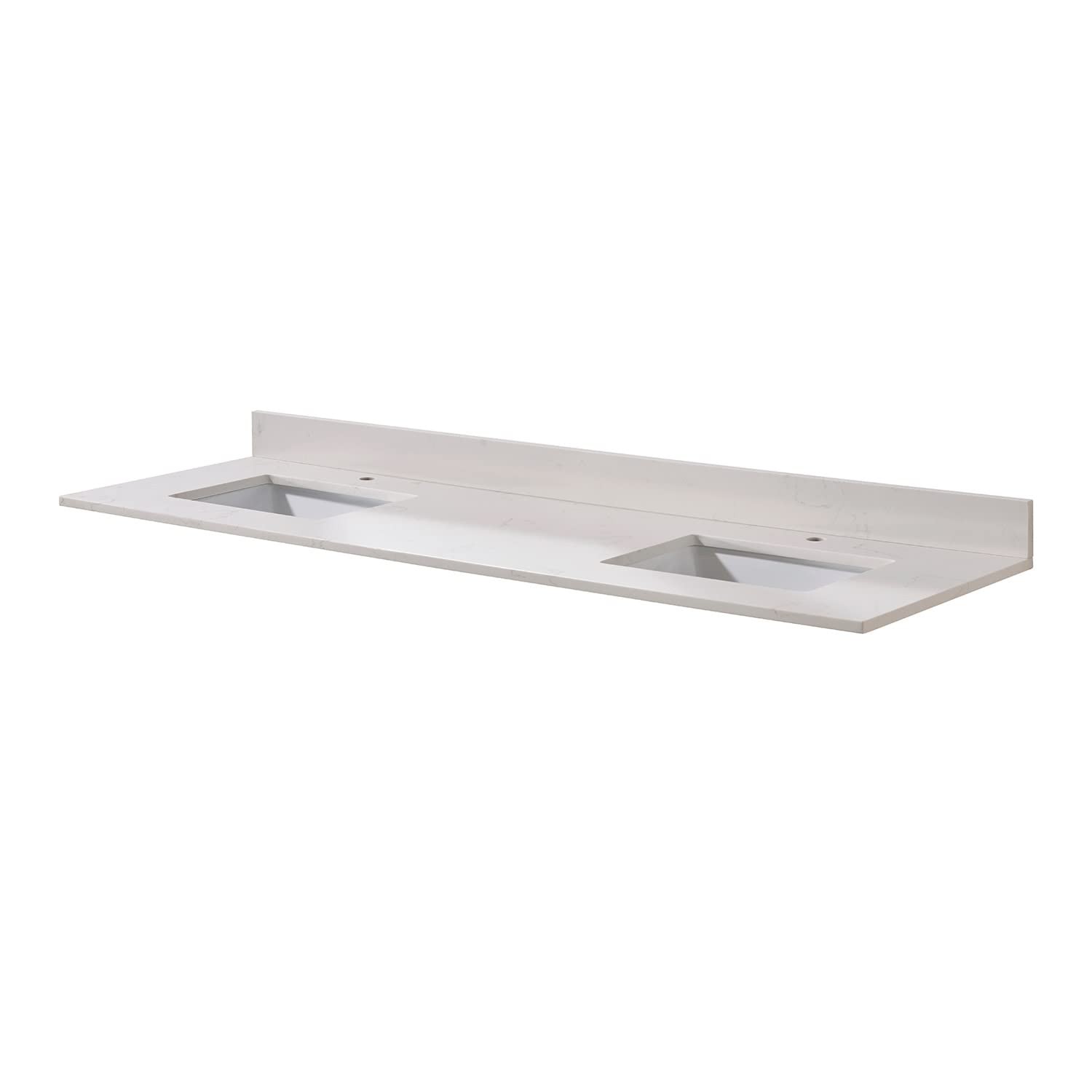 Pemberly Row Modern 73″ Composite Stone Double Vanity Top White