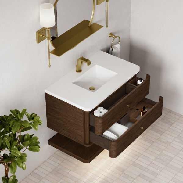 36″ James Martin Allamari D640-V36-SBL-3WZ Vanity Cabinet White Zeus Top
