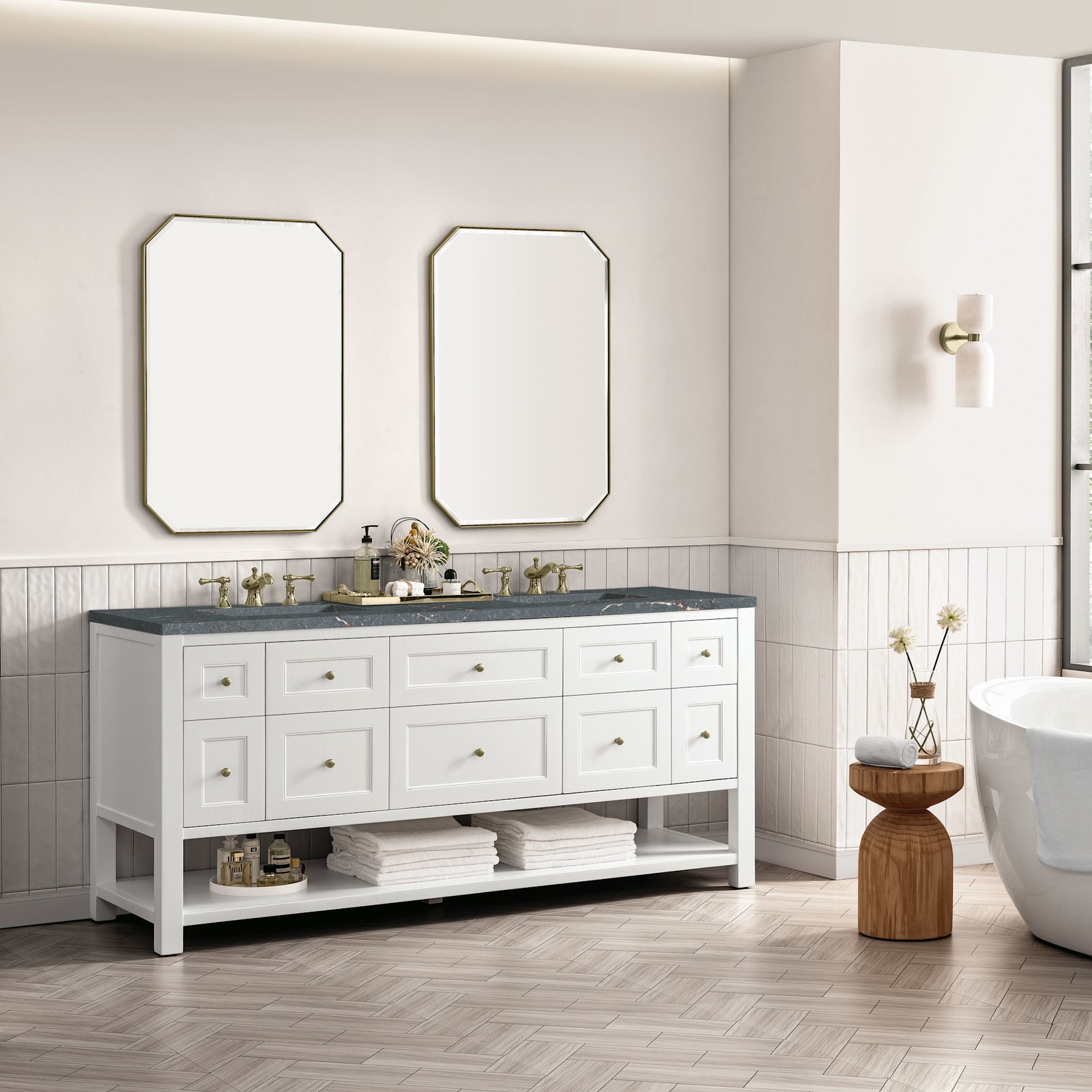 James Martin Vanities 330-V72-FPBL Breckenridge 72″ – White