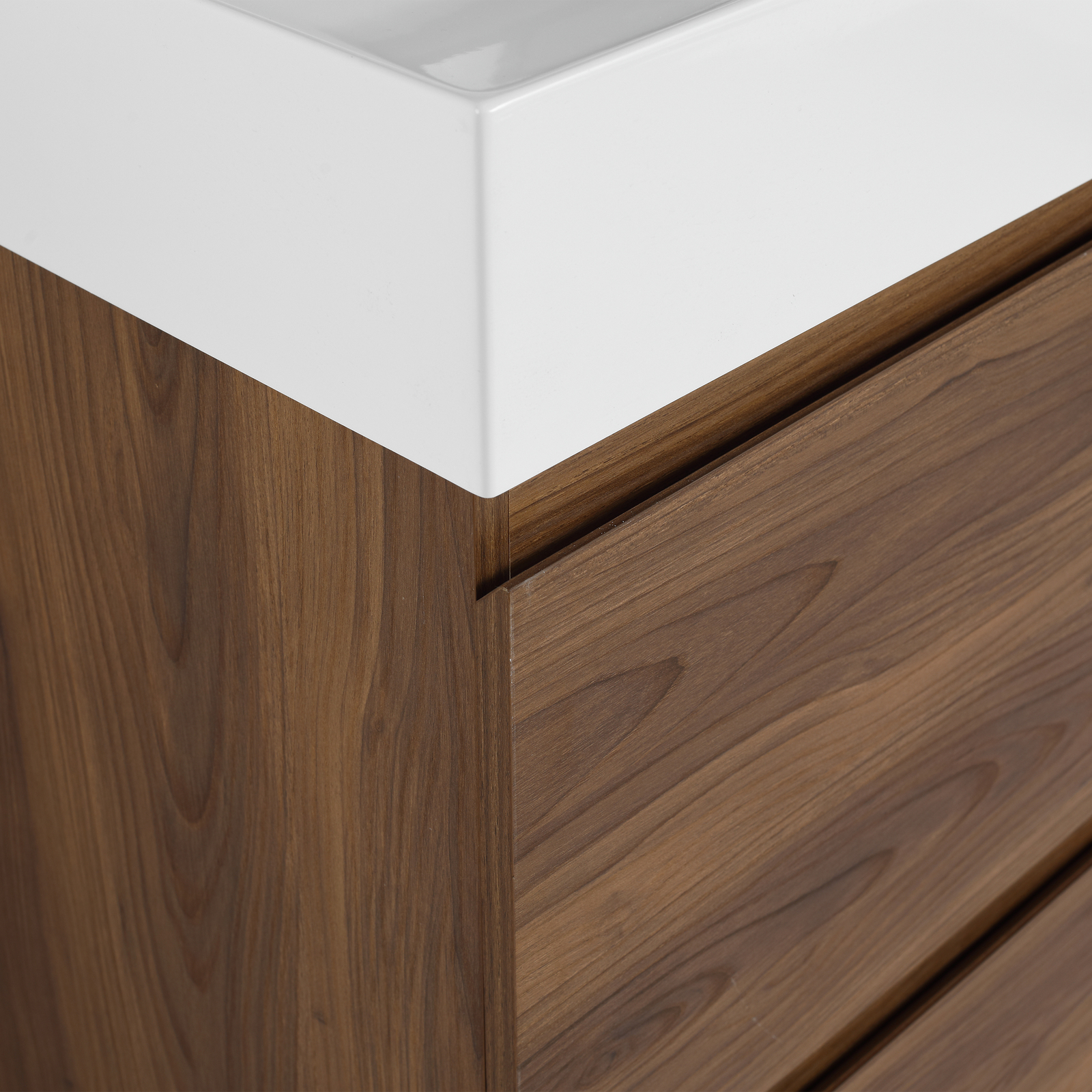 30″ Wood Freestanding Bathroom Vanity W/ Undermount Resin Sink +2 Drawers Brown