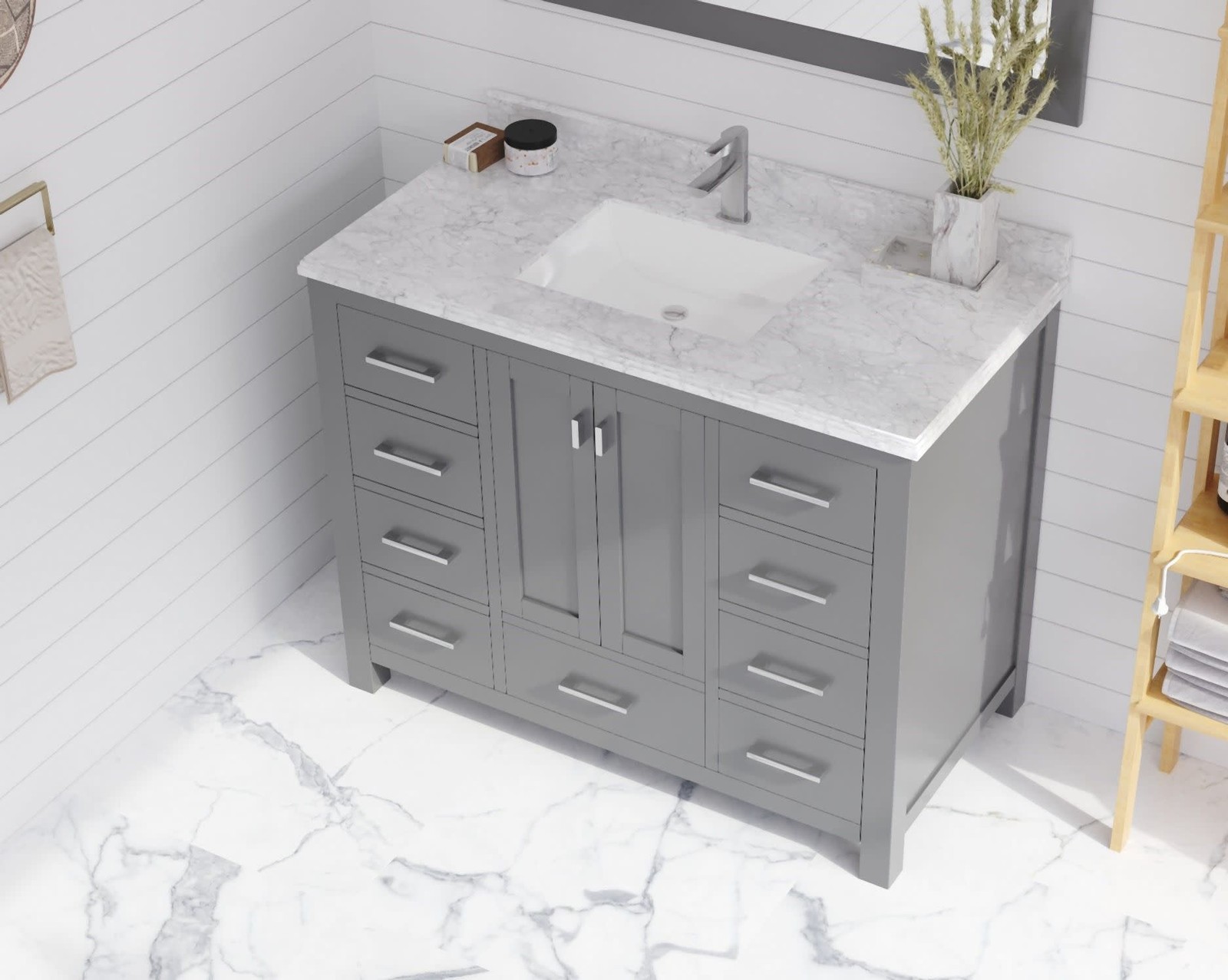 Miseno MVT-42-313SQ1H Forever 42″ Marble Vanity Top – White