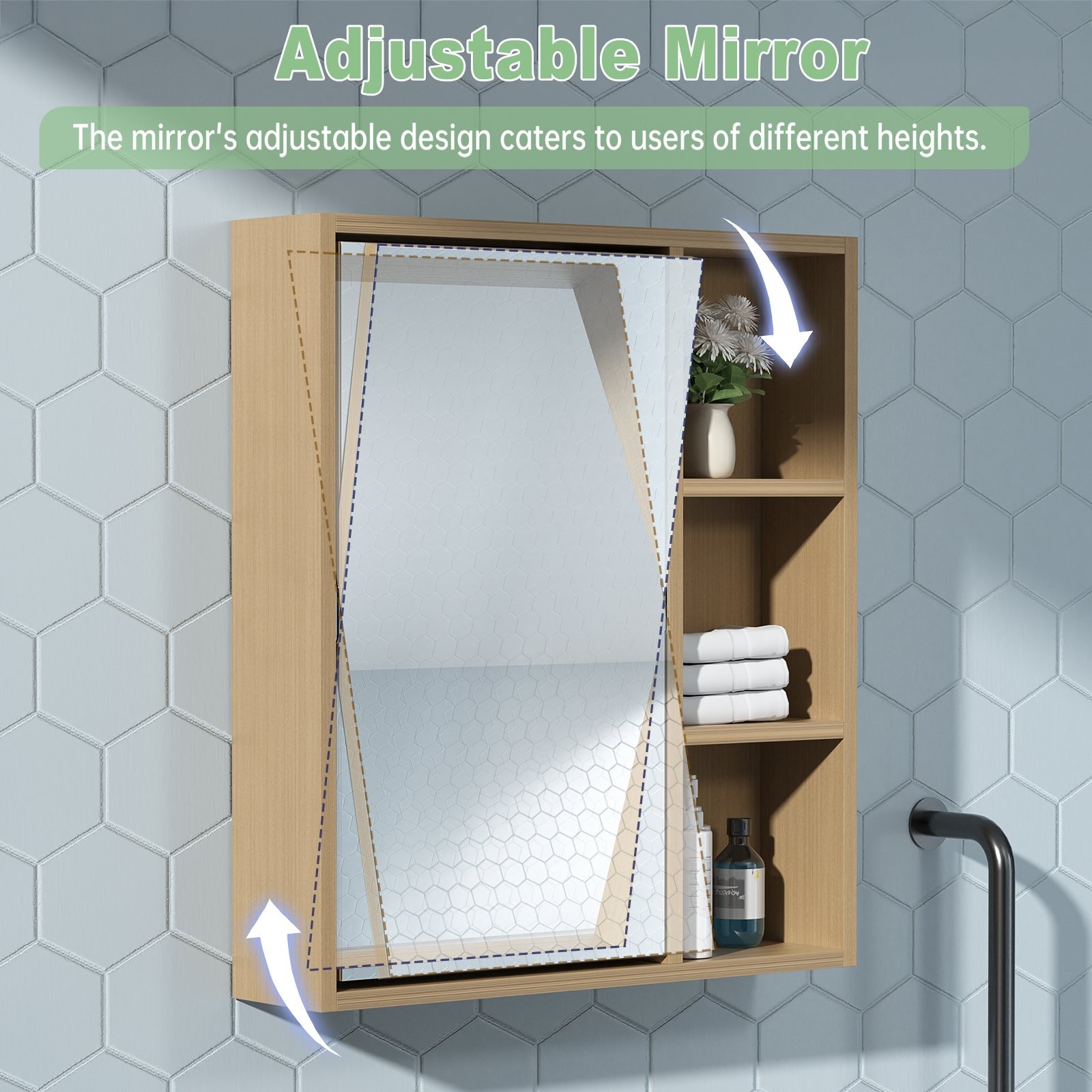 24″ Wall-Mount Small Bathroom Vanity w/ Sink Mirror Cabinet Combo for Elderly
