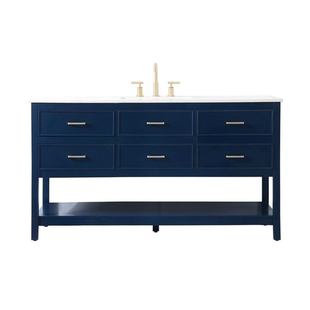 Elegant Decor Sinclaire 60″ Aluminum Alloy & MDF Single Bathroom Vanity in Blue