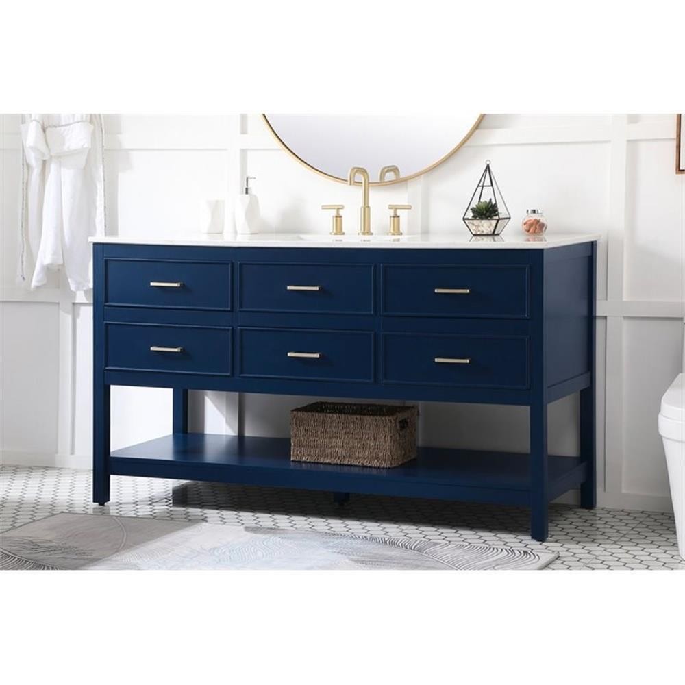 Elegant Decor Sinclaire 60″ Aluminum Alloy & MDF Single Bathroom Vanity in Blue