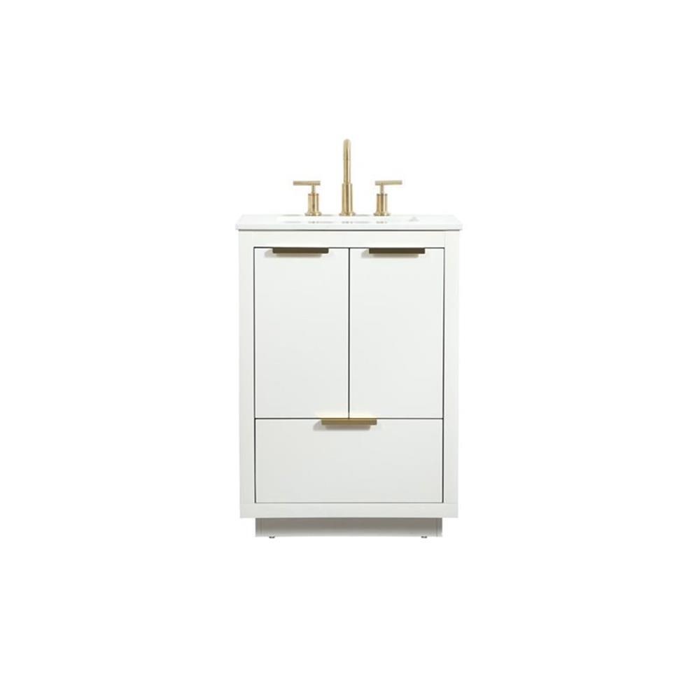 Elegant Decor Blake 24″ Aluminum Alloy MDF Single Bathroom Vanity in White