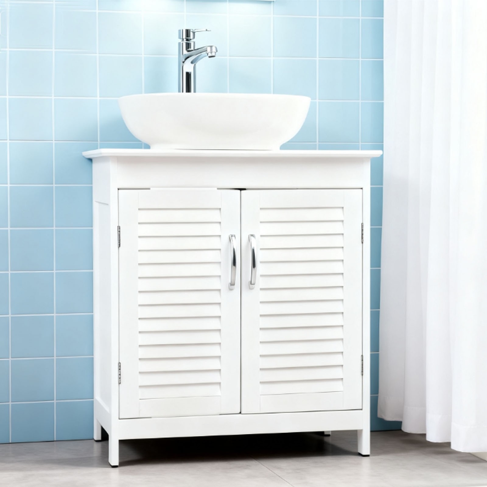 Bathroom Vanity Cabinet With 2 Doors And Shelf Sink Cabinet Organizer White