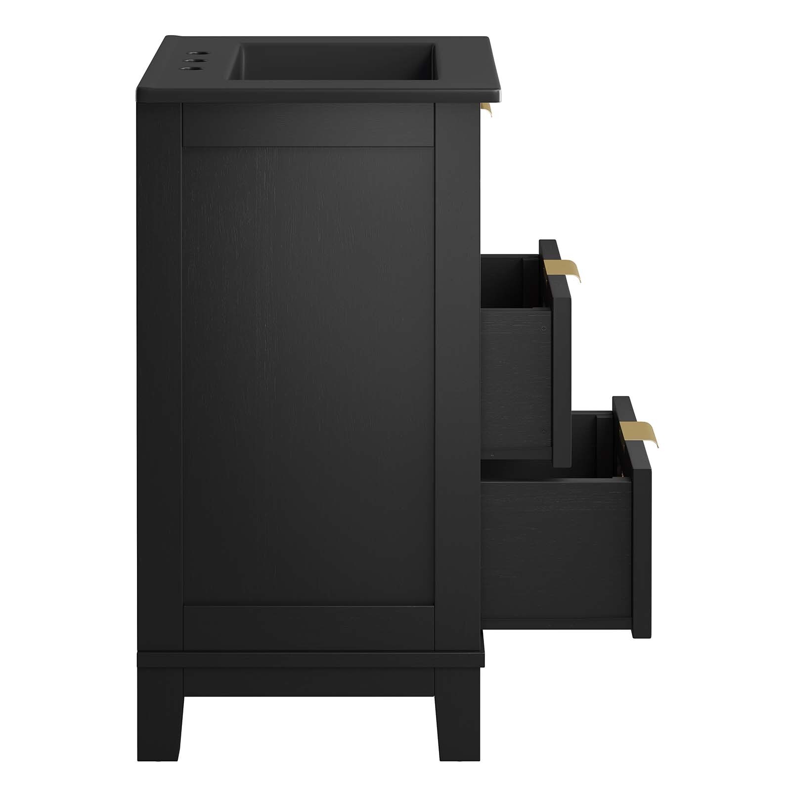 Modway Dixie 24” Solid Wood Bathroom Vanity Cabinet in Black Black