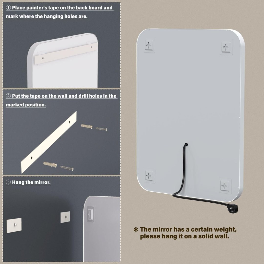 Smart Bathroom Vanity Mirror With LED Light For Wall