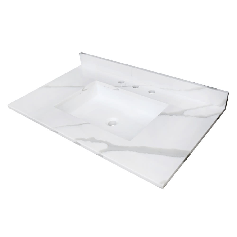 Kingston Brass KVPB3722L38SQ Montesquieu 37″ Solid Surface Vanity – Calacatta