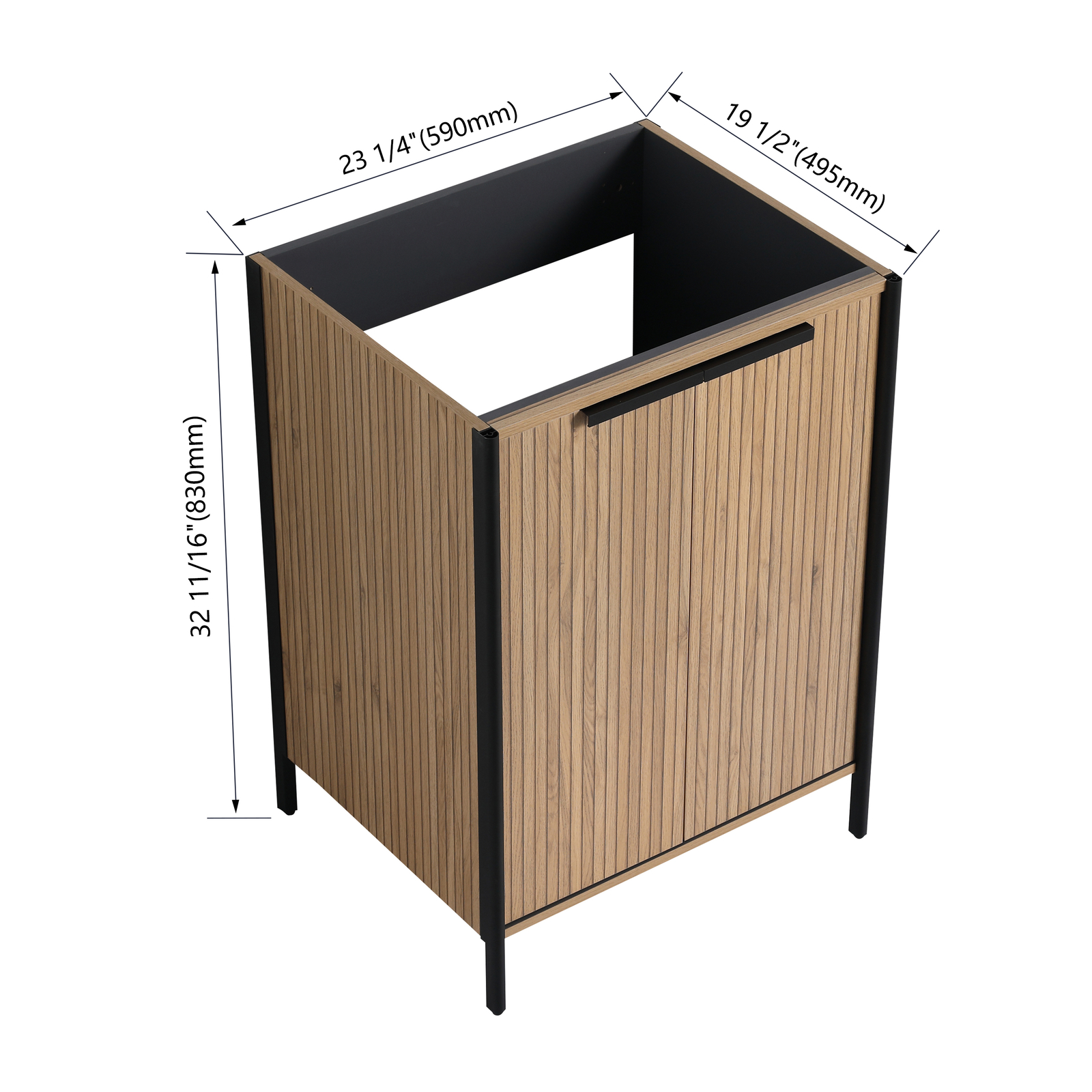 24″ Plywood Freestanding Bathroom Vanity Without Sink Top Included With Doors