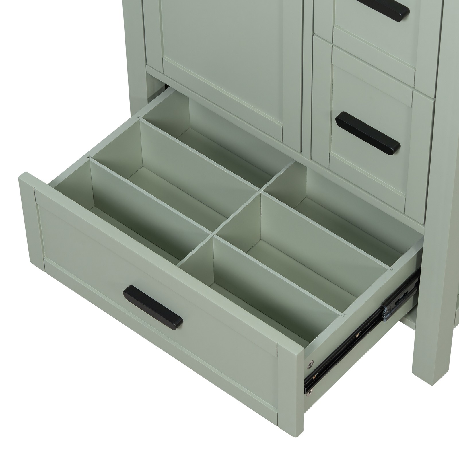 24″ Bathroom Vanity w/Ceramic Sink Modern Freestanding Vanity Cabinet w/3 Doors