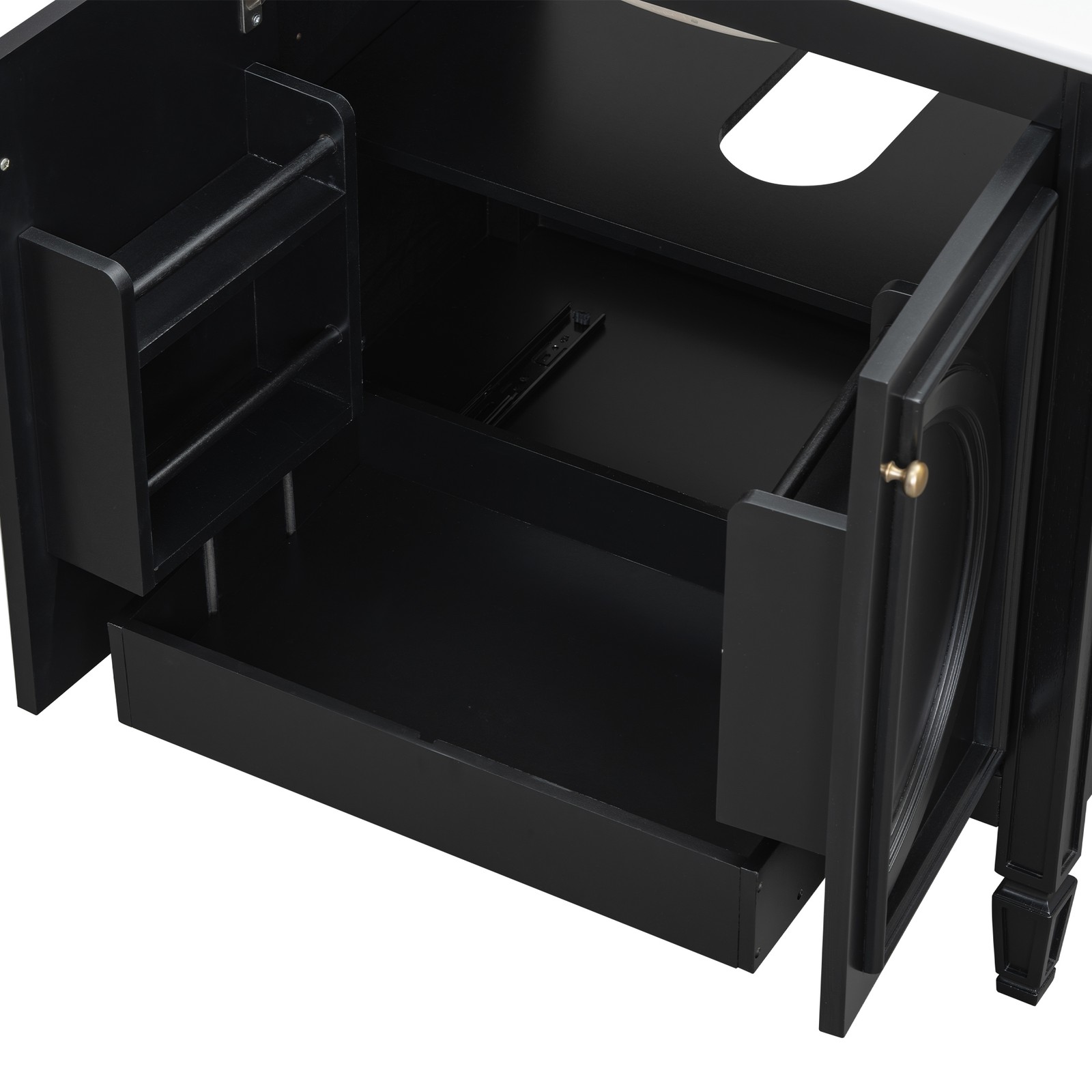 60″ Bathroom Vanity with Double Sink, Ceramic Sink, Soft Close Doors, Black