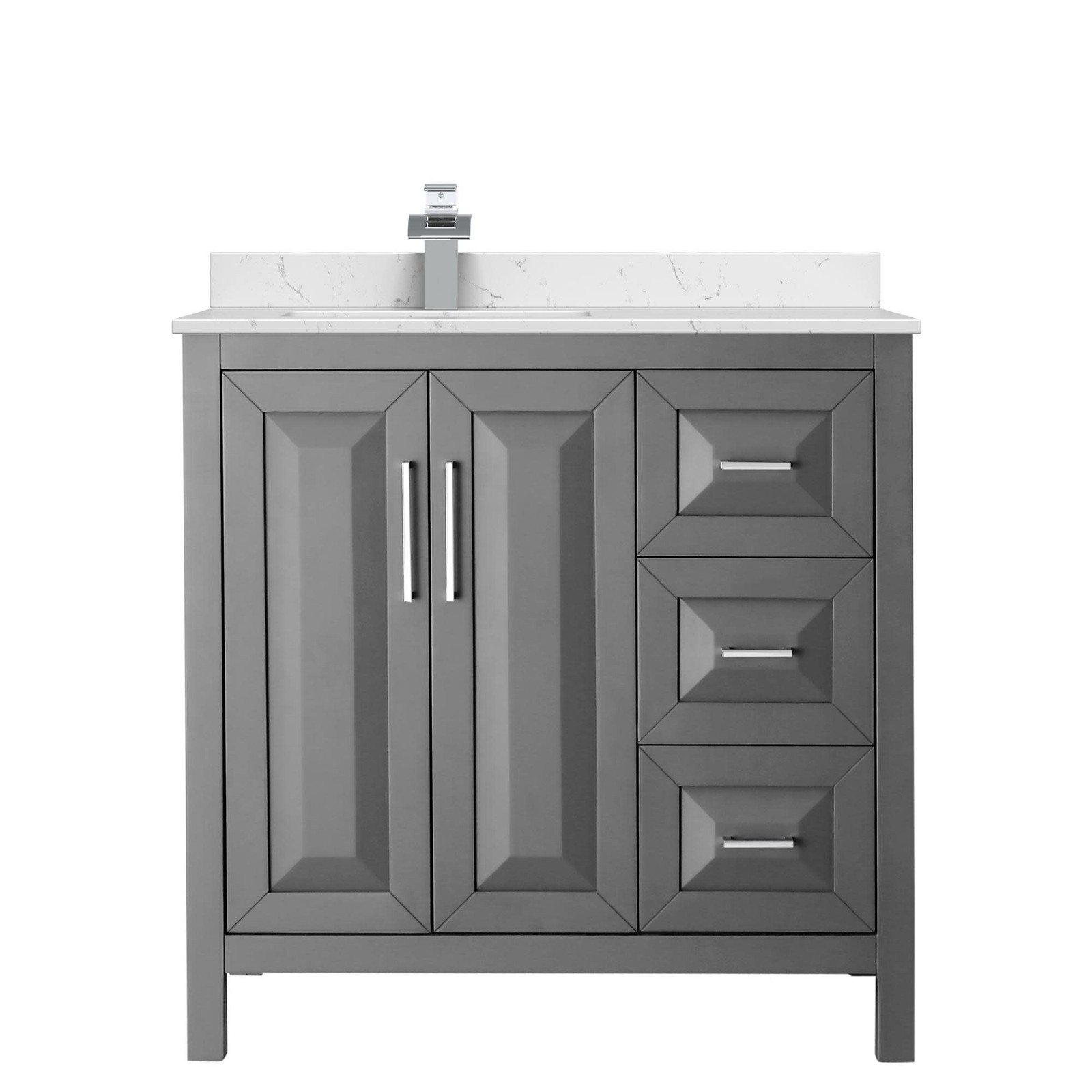 Wyndham Collection WCV252536S-Left-VCA-MXX Daria 36″ – White / Carrara Cultured