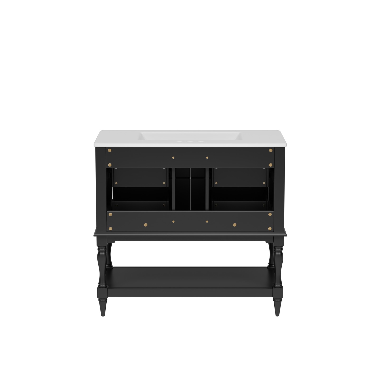 36″ Bathroom Vanity Cabinet with Sink Combo Set, 4 Drawers, Black