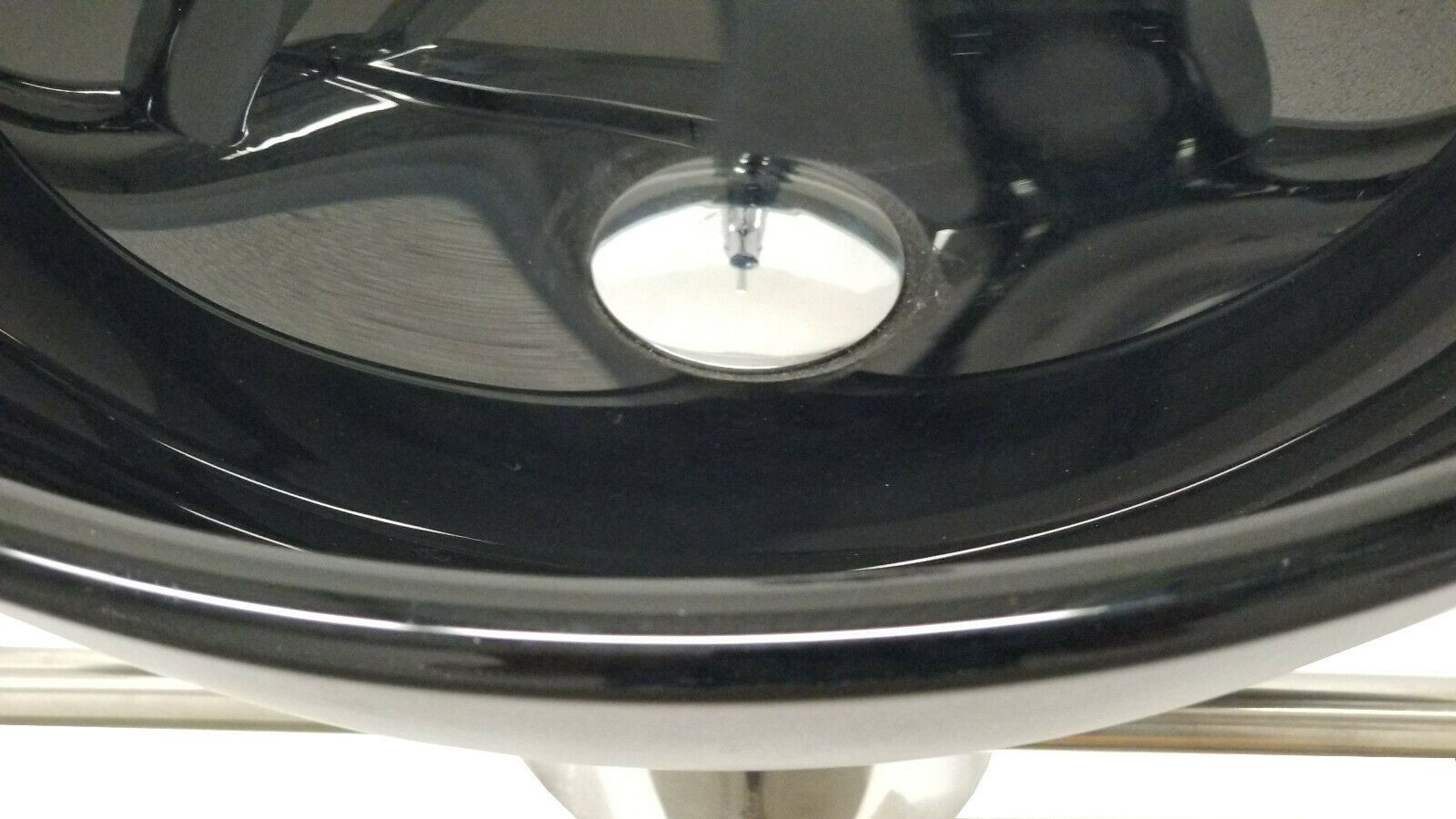 Modern Wall Mount Bathroom Pedestal Vanity Black Glass Bowl Vessel Sink Combo