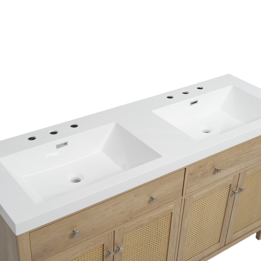 60 Inch Bathroom Vanity with Double Sink ( SMC Sink ), Large Storage Space