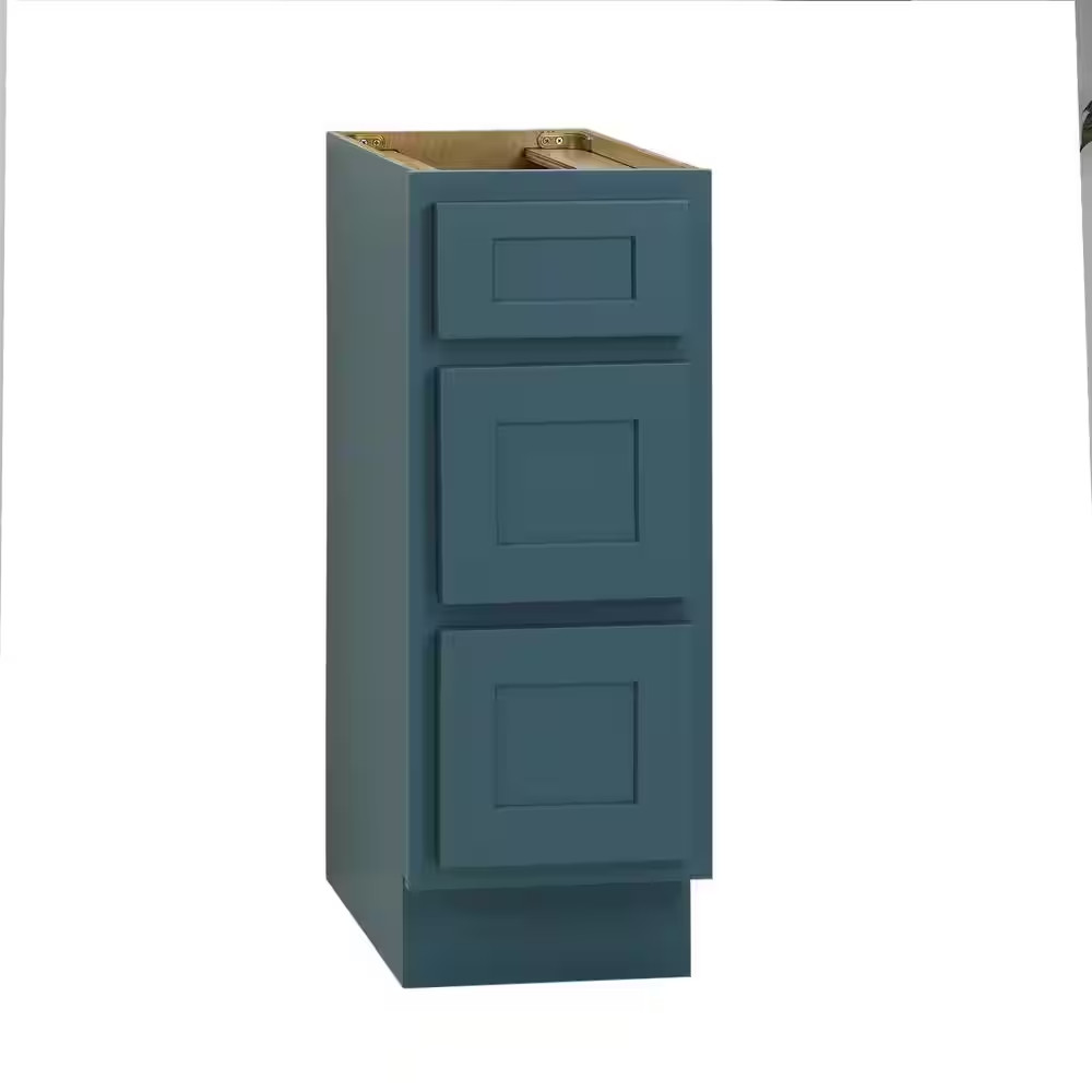 12 In. W X 21 In. D X 32.5 In. H 3-Drawer Bath Vanity Cabinet Only in Sea Green