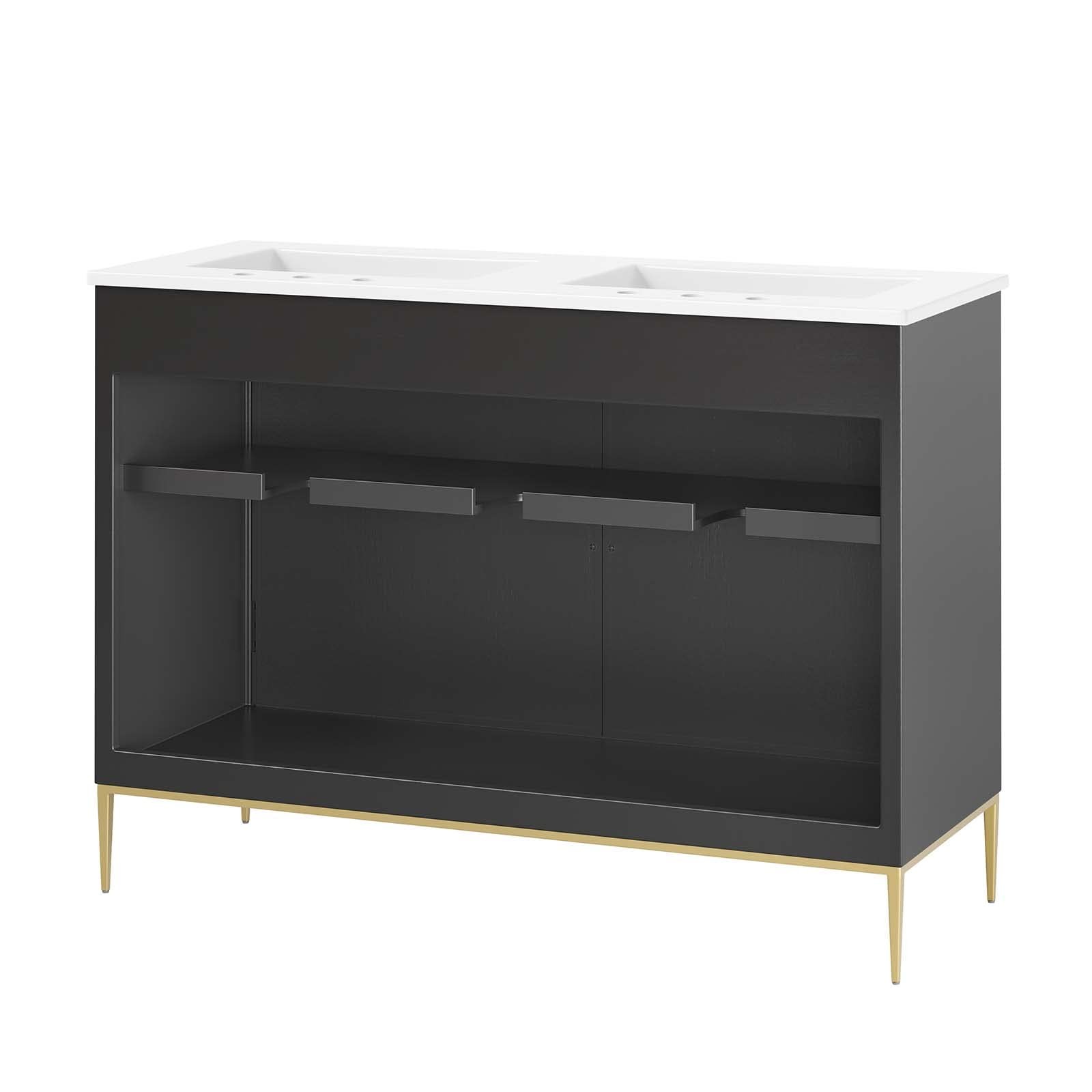 Modway Awaken 48″ Solid Wood and MDF Bathroom Vanity in White/Black