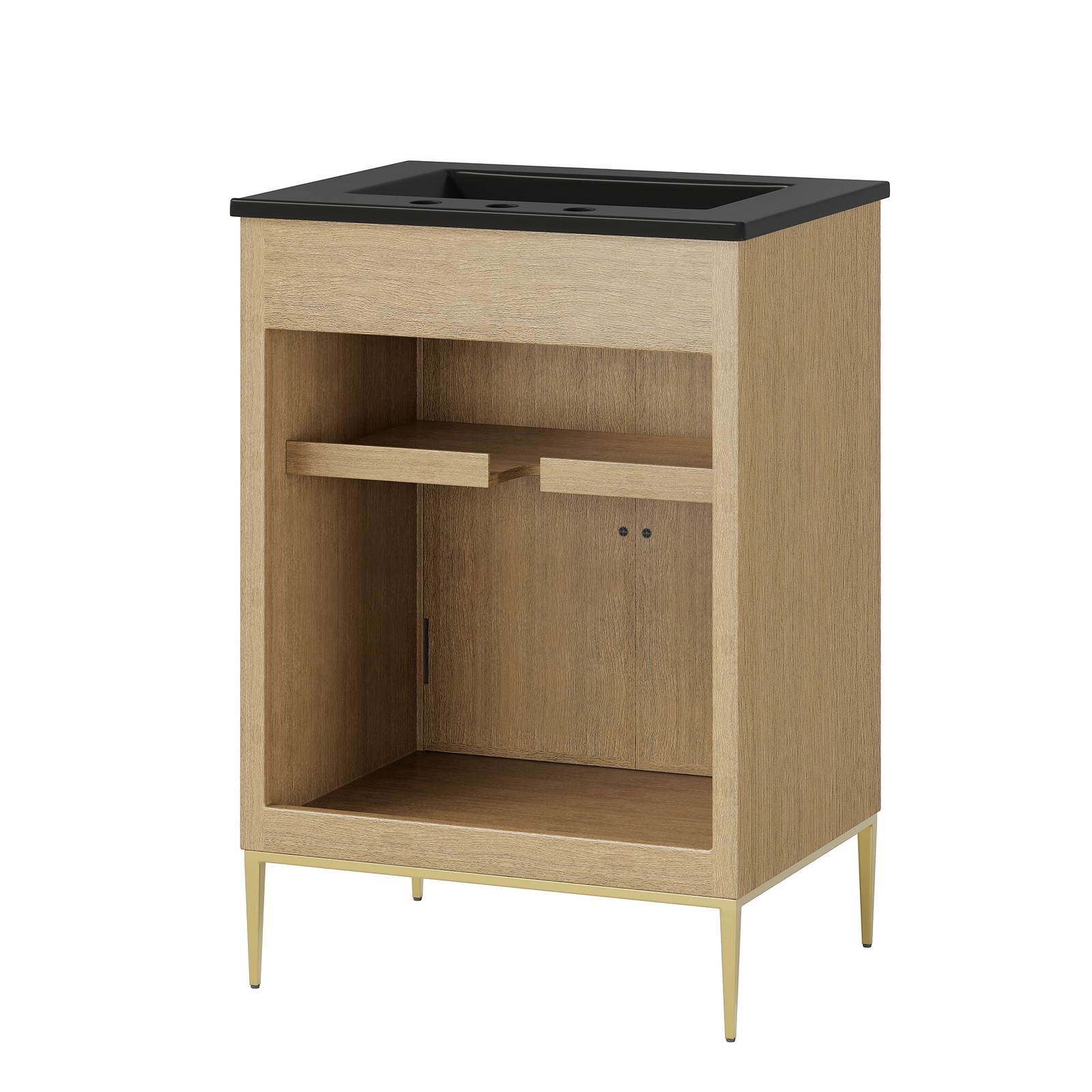 Modway Awaken 24″ Bathroom Vanity in Oak Black With Ceramic Sink Basin