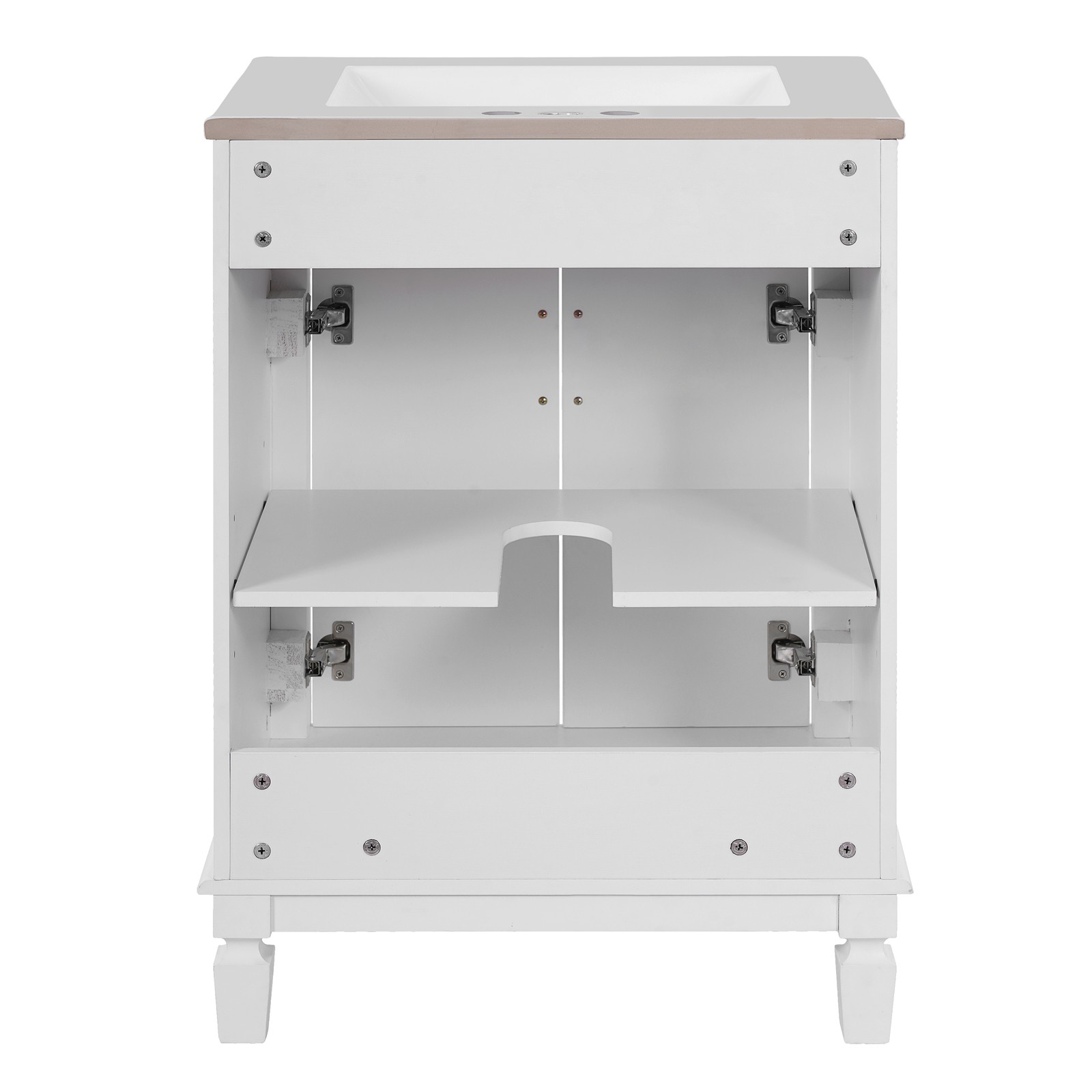 24 inch White Modern Bathroom Vanity with Sink, 2 Soft-Close Doors