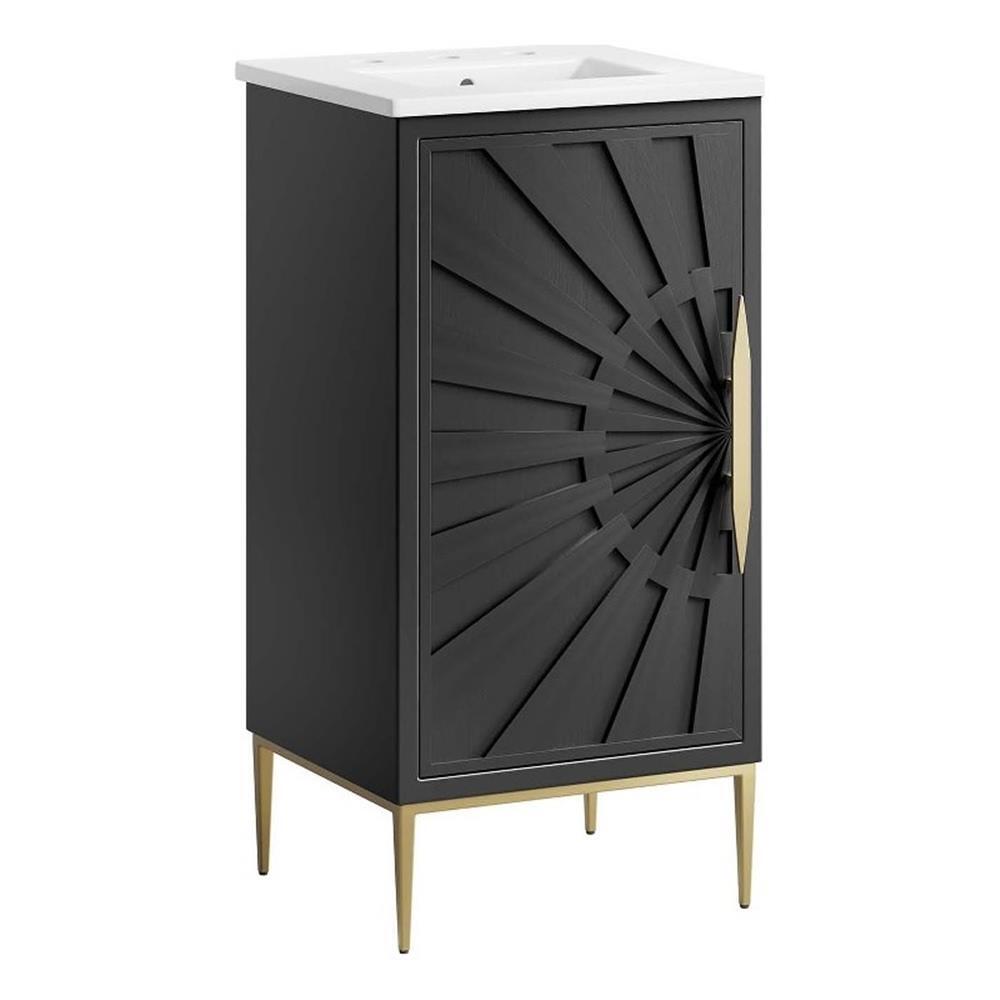 Modway Awaken 18″ Solid Wood and MDF Bathroom Vanity in White/Black