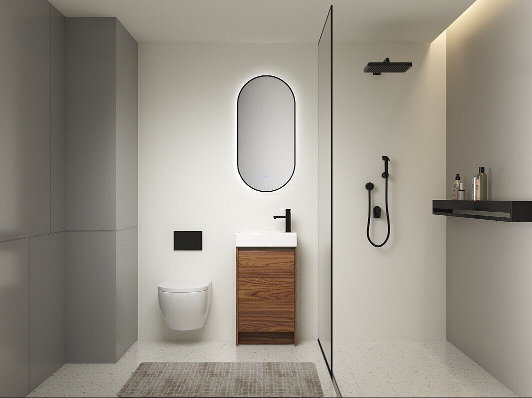 18in Free Standing Bathroom Vanity Cabinet W/ Ceramic Sink Basin for Small Space