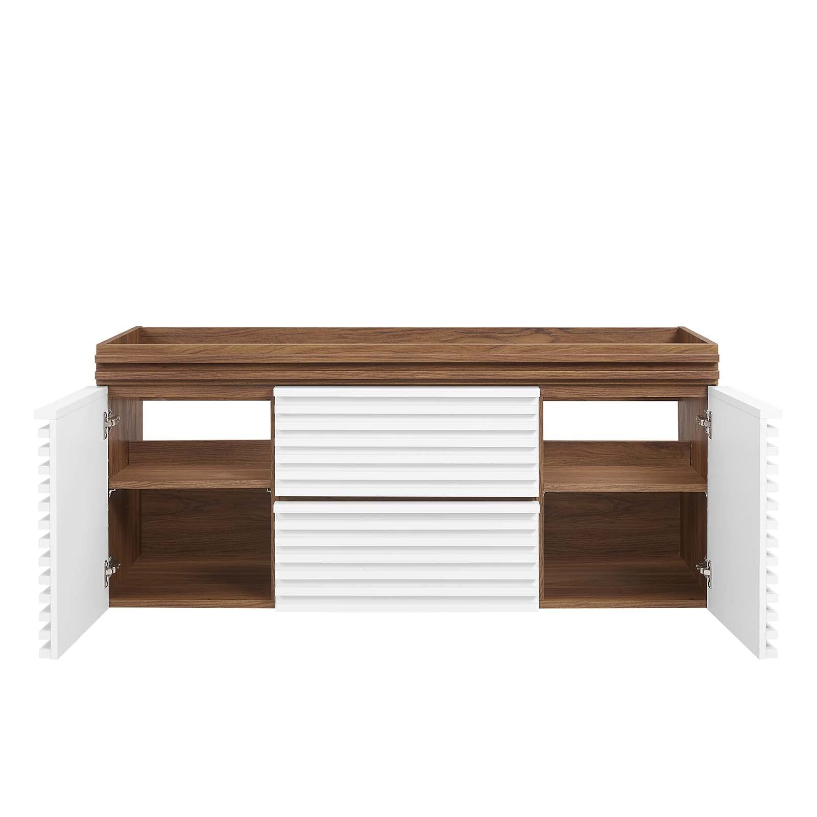 Modway Render 48″ MDF and Particleboard Bathroom Vanity Cabinet – White/Walnut