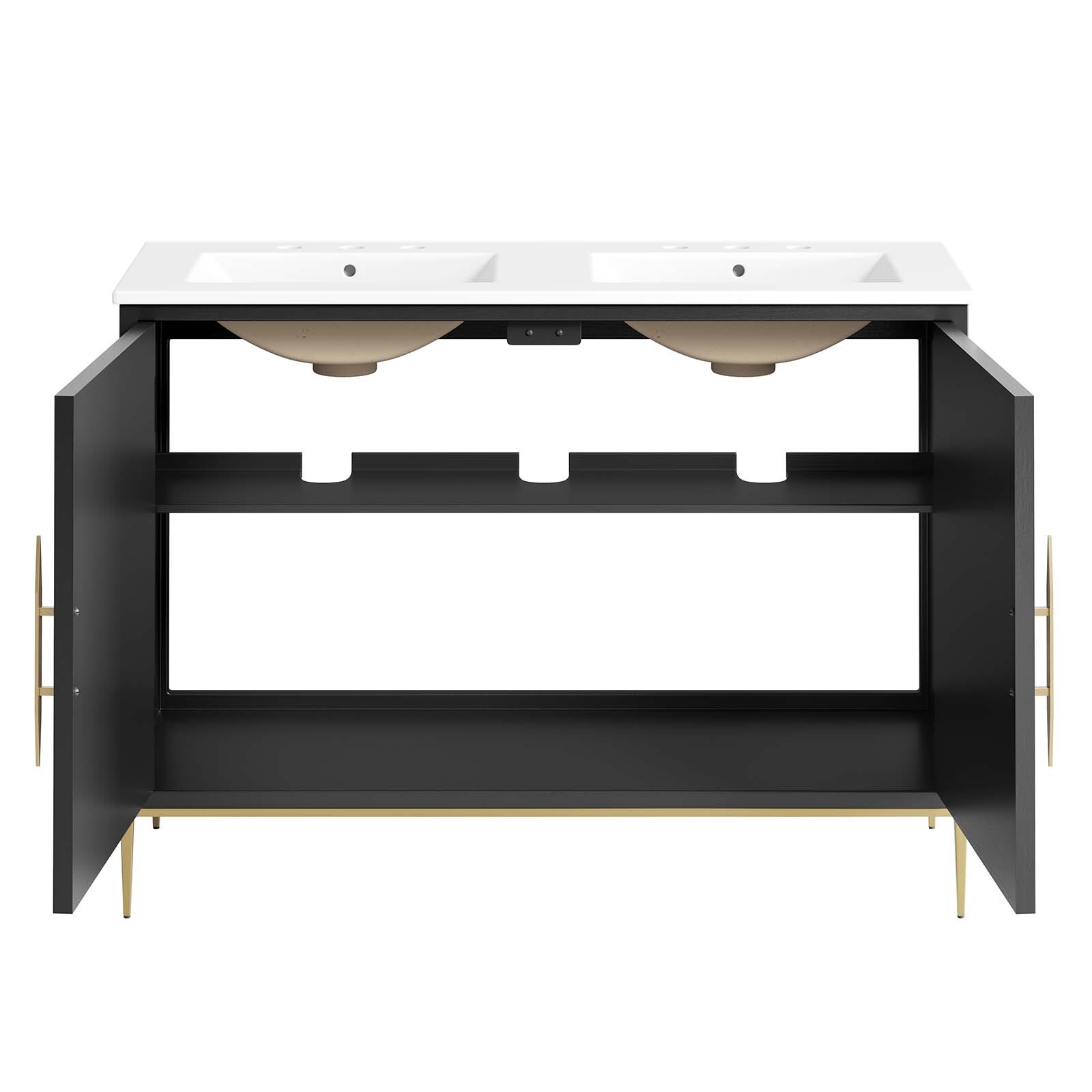 Modway Awaken 48″ Double Sink Bathroom Vanity in White Black